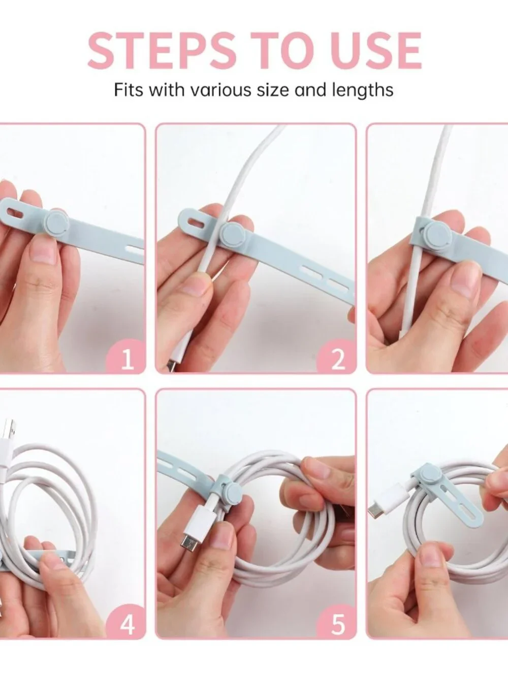 Oligei 25 Pcs Silicone Cable Ties, Cable Ties Reusable, High Elasticity Cord Wra